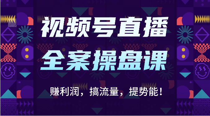 视频号直播全案操盘课:赚利润,搞流量,提势能!(16节课)-云网创