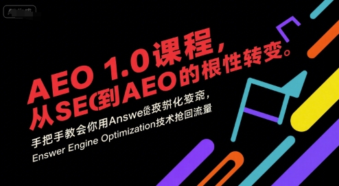 AEO 1.0 课程,从SEO到AE0的基命性转变,手把手教会你用AnswerEngineOptimization技术抢回流量(更新)-云网创