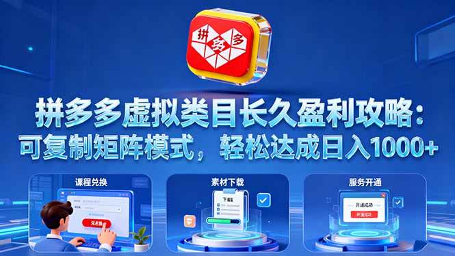 (16283期)拼多多虚拟类目长久盈利攻略:可复制矩阵模式,轻松达成日入 1000+-云网创