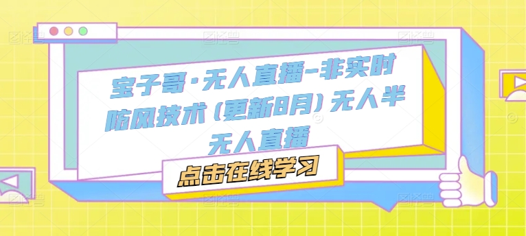 宝子哥·无人直播-非实时防风技术(更新25年10月)无人半无人直播-云网创