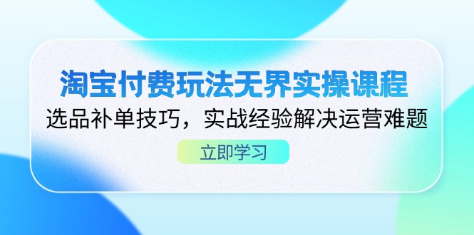 (14344期)淘宝付费玩法无界实操课程,选品补单技巧,实战经验解决运营难题-云网创