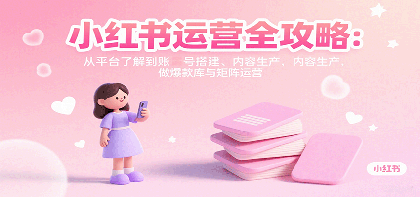 小红书运营全攻略:从平台了解到账号搭建、内容生产,做爆款库与矩阵运营-云网创