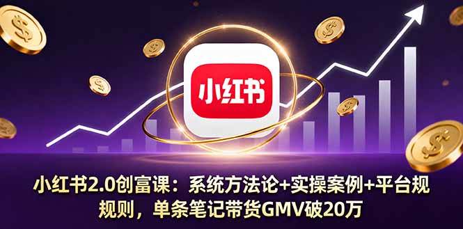 (16162期)小红书2.0创富课:系统方法论+实操案例+平台规则,单条笔记带货GMV破20万-云网创