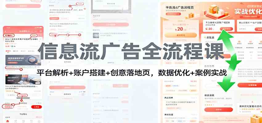 信息流广告全流程课:平台解析+账户搭建+创意落地页,数据优化 + 案例实战-云网创