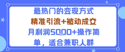 小众赛道玩法:当下最热门的变现方式,精准引流+被动成交月利润5k+操作简单,适合兼职人群-云网创