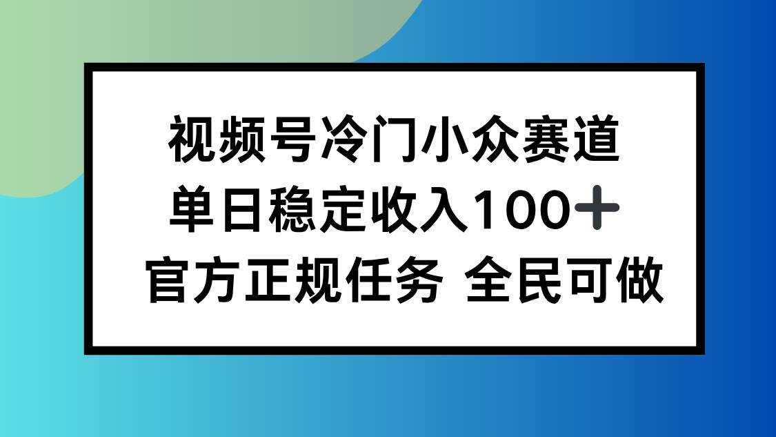 (16234期)视频号小众赛道,单日稳定收入100+,适合所有人-云网创