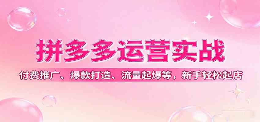 拼多多运营实战,付费推广、爆款打造、流量起爆等,新手轻松起店-云网创