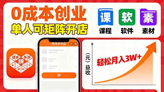 (16047期)拼多多虚拟电商,0成本,单人可矩阵开店,轻松月入3W+-云网创