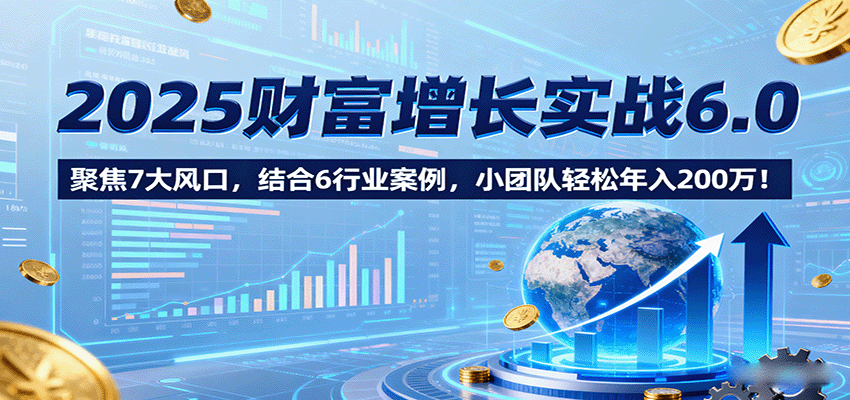 2025财富增长实战6.0,聚焦7大风口,结合6行业案例,小团队轻松年入200万!-云网创