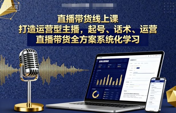 直播带货线上课,打造运营型主播,起号、话术、运营,直播带货全方案系统化学习-云网创