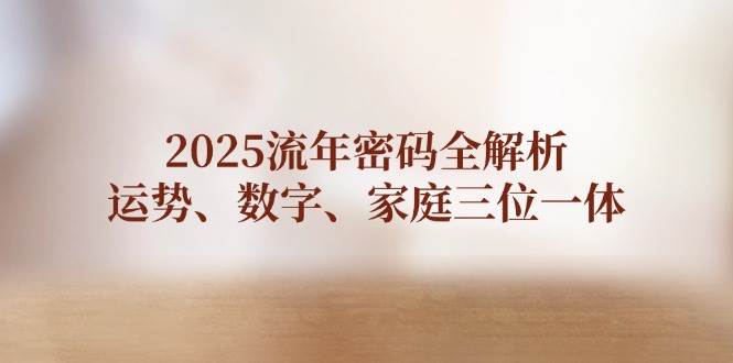 (14466期)2025流年密码全解析,运势、数字、家庭三位一体-云网创