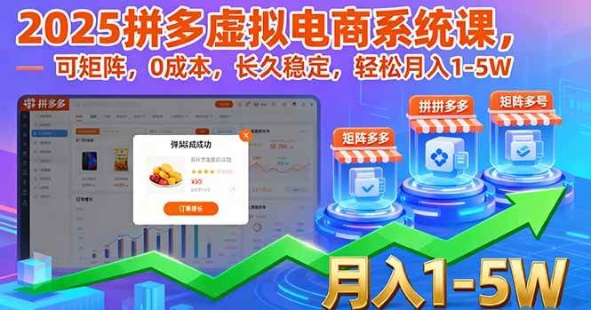 (16088期)2025拼多多虚拟电商系统课,可矩阵,0成本,长久稳定,轻松月入1-5W-云网创