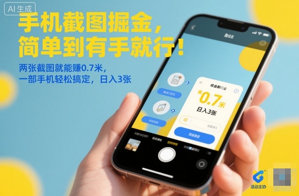 手机截图掘金,简单到有手就行!两张截图就能賺0.7米,一部手机轻松搞定,日入3张【揭秘】-云网创