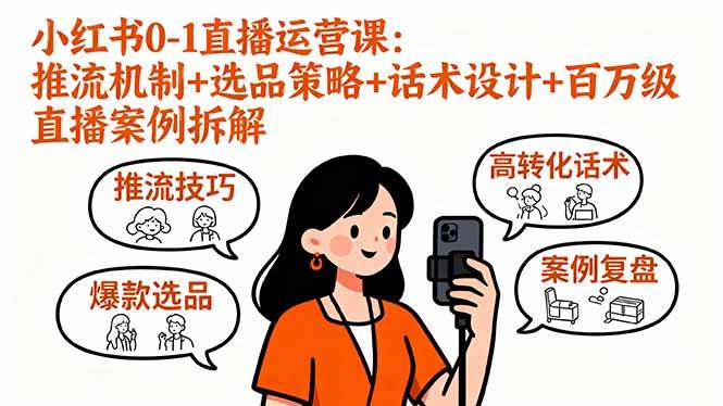 (16002期)小红书0-1直播运营课:推流机制+选品策略+话术设计+百万级直播案例拆解-云网创