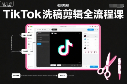 TikTok洗稿剪辑全流程课，PR洗稿剪辑全流程，TK洗稿运营课-云网创