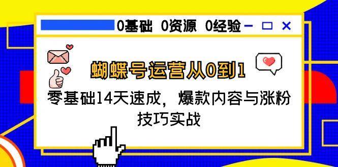 蝴蝶号运营从0到1,零基础14天速成,爆款内容与涨粉技巧实战-云网创
