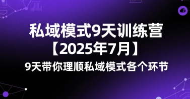 私域模式9天训练营【2025年7月】9天带你理顺私域模式各个环节-云网创