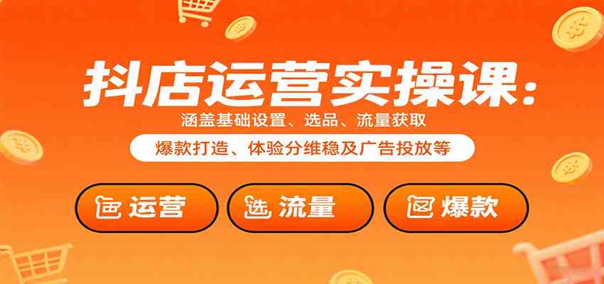 抖店运营实操课:涵盖基础设置、选品、流量获取、爆款打造、体验分维稳及广告投放等-云网创