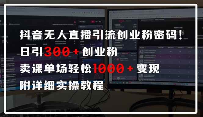 (14564期)抖音无人直播引流密码!日引300+创业粉 单场轻松1000+变现 附详细实操教程-云网创