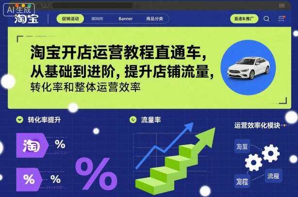 淘宝开店运营教程直通车，从基础到进阶，提升店铺流量，转化率和整体运营效率（更新11月）-云网创