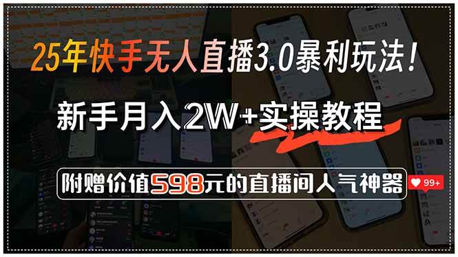 (15335期)25年快手无人直播3.0暴利玩法!,新手月入2W+实操教程,附赠价值598元…-云网创