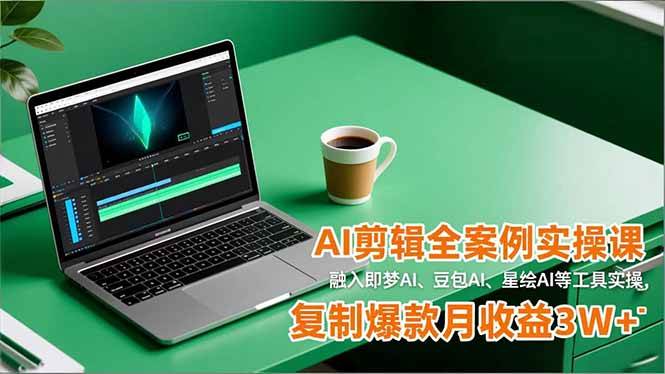 （16770期）AI剪辑全案例实操课，融入即梦AI、豆包AI、星绘AI等工具实操，复制爆款月收益3W+-云网创