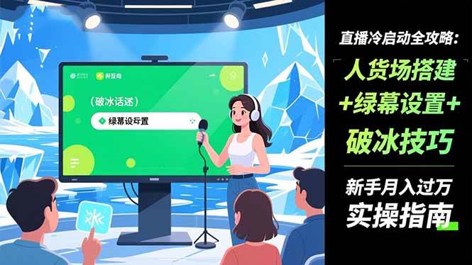 （16605期）直播冷启动全攻略:人货场搭建+绿幕设置+破冰技巧，新手月入过万实操指南-云网创