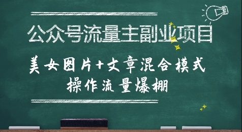 公众号流量主副业项目,美女图片+文章混合模式操作流量爆棚-云网创