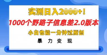 2025抖音1000个野路子信息差最新玩法,一分钟过原创,暴力变现月入几k-云网创