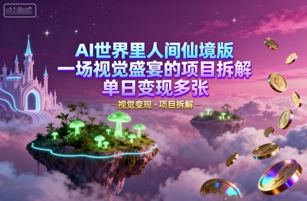 AI世界里人间仙境版，一场视觉盛宴的项目拆解，单日变现多张-云网创
