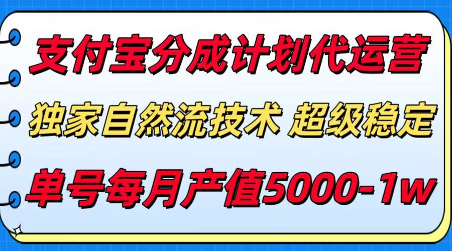 支付宝分成计划代运营,独家自然流技术,收益稳定,单号月产5000+-云网创