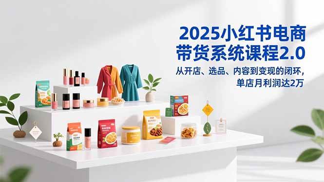 （16880期）2025小红书电商带货系统课程2.0，从开店、选品、内容到变现的闭环，单店月利润达2万-云网创