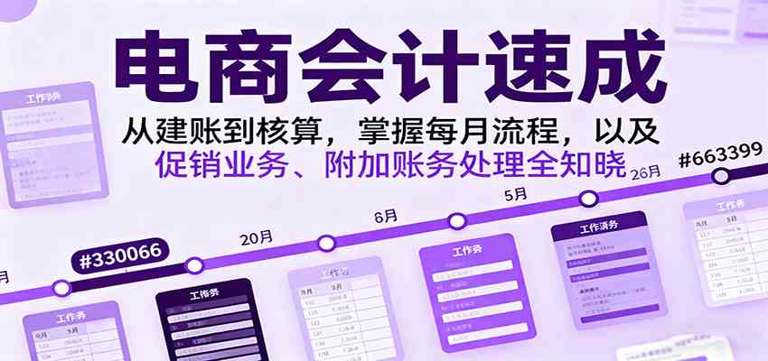 电商会计速成,从建账到核算,掌握每月流程,以及促销业务、附加账务处理全知晓-云网创
