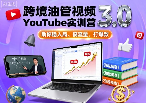 跨境油管视频YouTube实训营3.0，助你稳入局、搞流量、打爆款-云网创