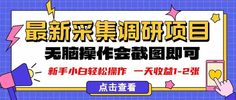(16155期)新版采集调研项目,截图上传即可,无脑操作,日收益1-2张-云网创