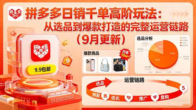 (16100期)拼多多日销千单高阶玩法:从选品到爆款打造的完整运营链路(9月更新)-云网创