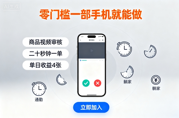 零门槛一部手机就能做,商品视频审核,通勤躺家碎片时间都能做,二十秒钟一单,单日收益4张【揭秘】-云网创