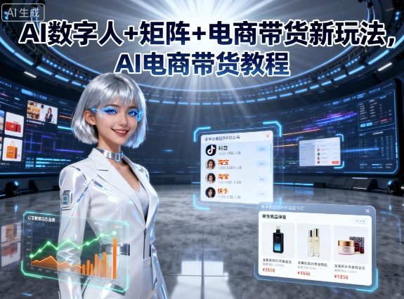 AI数字人+矩阵+电商带货新玩法，AI电商带货教程-云网创