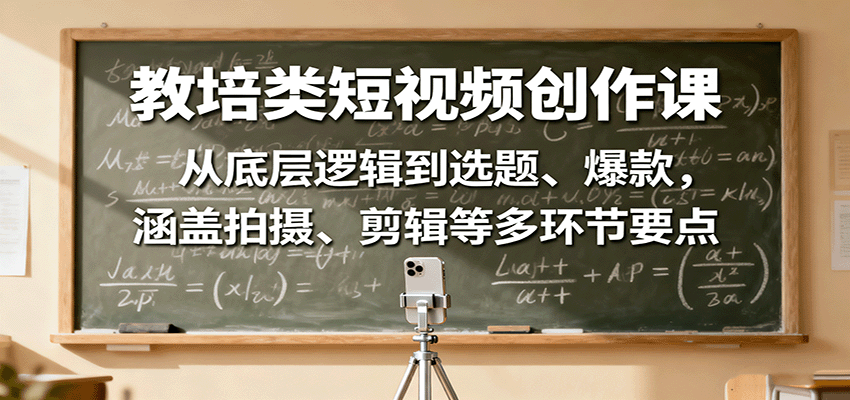 教培类短视频创作课:从底层逻辑到选题、爆款,涵盖拍摄、剪辑等多环节要点-云网创