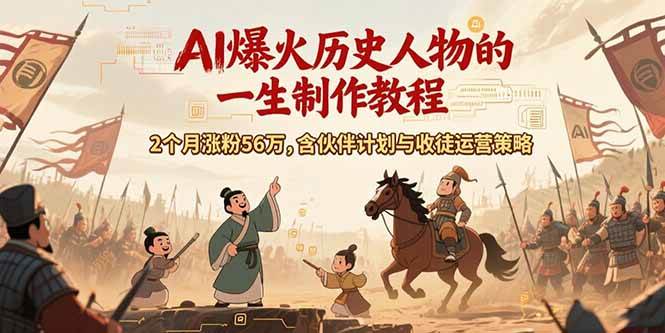(15336期)AI历史人物赛道课程,2个月涨粉56万,含伙伴计划与收徒运营策略-云网创