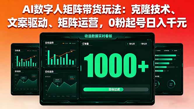 (16050期)AI数字人矩阵带货玩法:克隆技术、文案驱动、矩阵运营,0粉起号日入千元-云网创