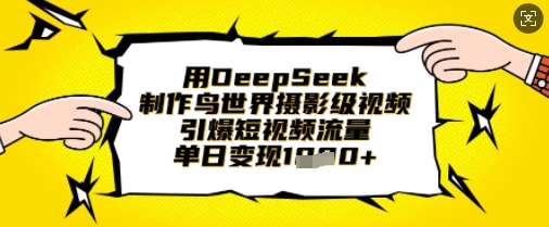 用DeepSeek制作鸟世界摄影级视频,引爆短视频流量,单日变现1k-云网创