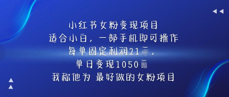 小红书女粉变现项目，单日变现1k+，最好做的女粉项目-云网创