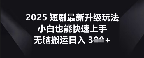 2025短剧最新升级玩法,小白也能快速上手,无脑搬运日入3张-云网创