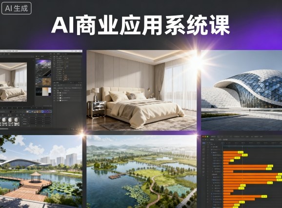 AI商业应用系统课,室内-软装-建筑-景观,智能设计+效果图+动画画实战-云网创