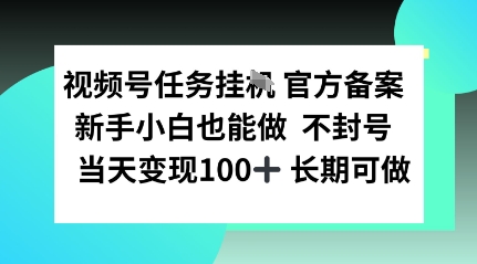 视频号任务挂播,官方备案新手小白也能做 不封号当天变现100+ 长期可做-云网创