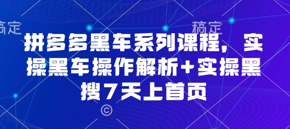 拼多多黑车系列课程,实操黑车操作解析+实操黑搜7天上首页【音频】-云网创