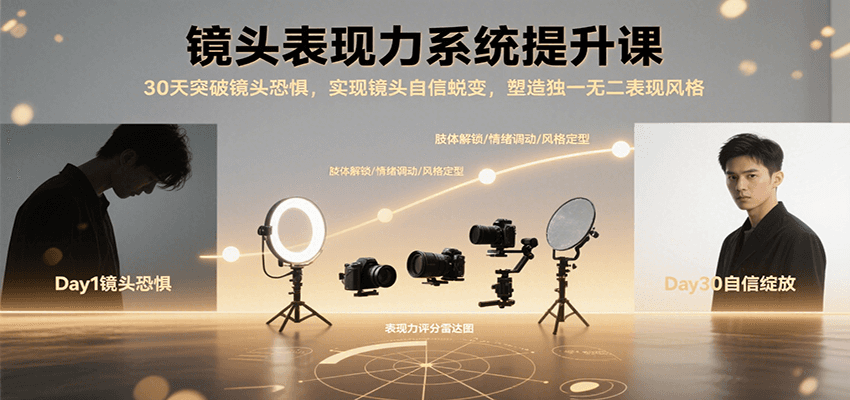 镜头表现力系统提升课,30天突破镜头恐惧实现自信蜕变,塑造独一无二表现风格-云网创