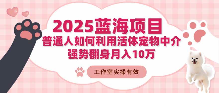 （16489期）2025蓝海项目：普通人如何利用活体宠物中介，强势翻身月入10万-云网创