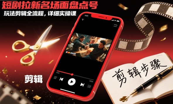 短剧拉新名场面盘点号玩法剪辑全流程,详细实操课-云网创